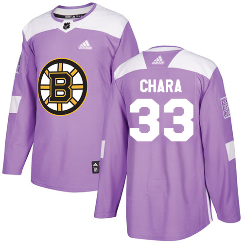 Adidas Bruins #33 Zdeno Chara Purple Authentic Fights Cancer Youth Stitched NHL Jersey - Click Image to Close