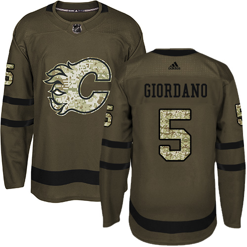 Adidas Flames #5 Mark Giordano Green Salute to Service Stitched Youth NHL Jersey