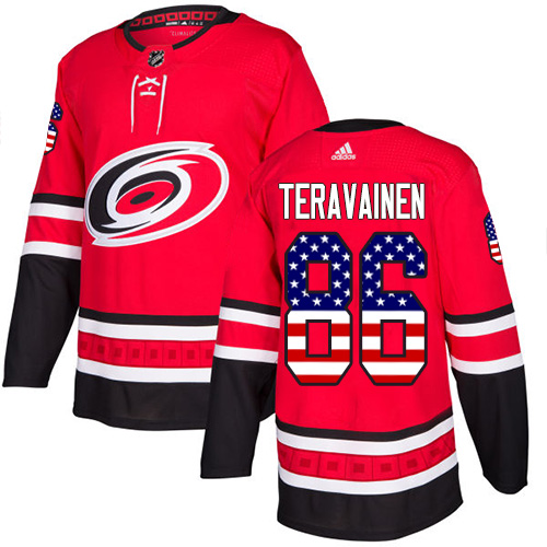 Adidas Hurricanes #86 Teuvo Teravainen Red Home Authentic USA Flag Stitched Youth NHL Jersey