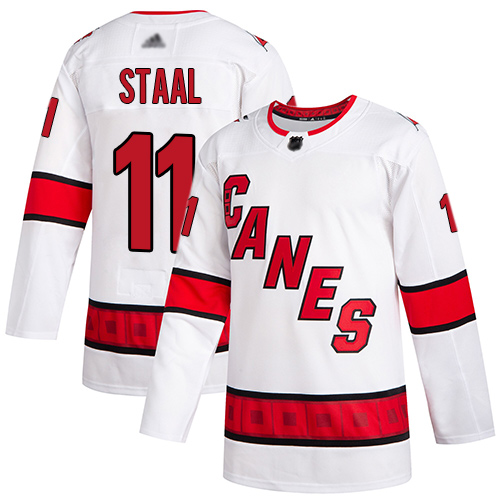 Hurricanes #11 Jordan Staal White Road Authentic Stitched Youth Hockey Jersey - Click Image to Close