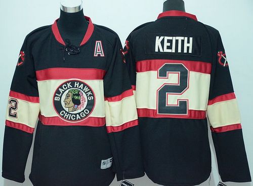 Blackhawks #2 Duncan Keith Black Stitched New Third Youth NHL Jersey