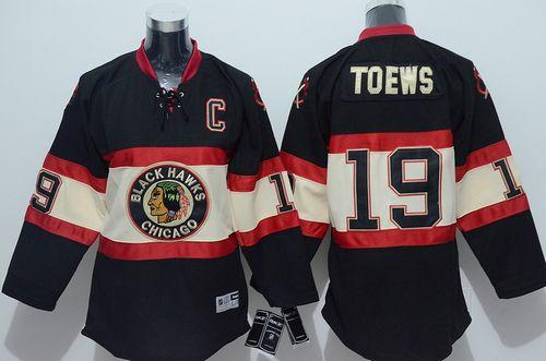 Blackhawks #19 Jonathan Toews Stitched Black Youth New Third NHL Jersey