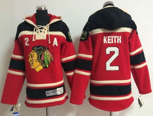 Blackhawks #2 Duncan Keith Red Sawyer Hooded Sweatshirt Stitched Youth NHL Jersey