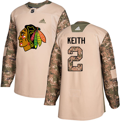 Adidas Blackhawks #2 Duncan Keith Camo Authentic 2017 Veterans Day Stitched Youth NHL Jersey