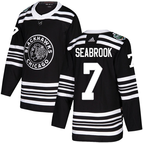 Adidas Blackhawks #7 Brent Seabrook Black Authentic 2019 Winter Classic Stitched Youth NHL Jersey