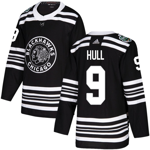 Adidas Blackhawks #9 Bobby Hull Black Authentic 2019 Winter Classic Stitched Youth NHL Jersey