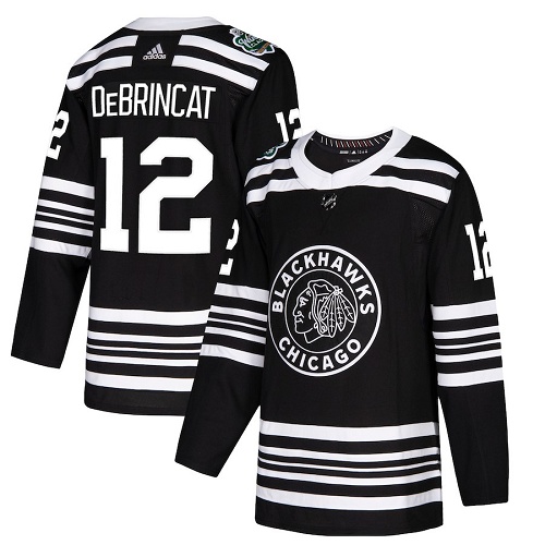 Adidas Blackhawks #12 Alex DeBrincat Black Authentic 2019 Winter Classic Stitched Youth NHL Jersey