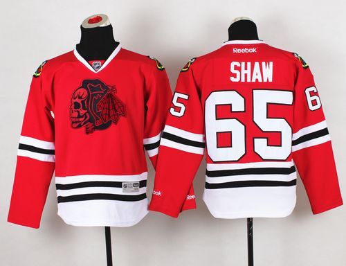 Blackhawks #65 Andrew Shaw Red(Red Skull) Stitched Youth NHL Jersey