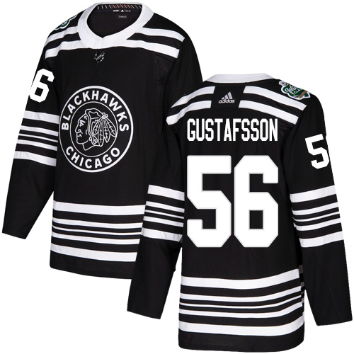 Adidas Blackhawks #56 Erik Gustafsson Black Authentic 2019 Winter Classic Stitched Youth NHL Jersey - Click Image to Close