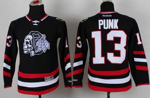 Blackhawks #13 Punk Black(White Skull) 2014 Stadium Series Stitched Youth NHL Jersey