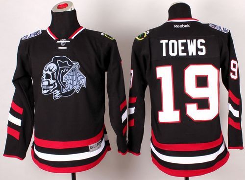 Blackhawks #19 Jonathan Toews Black(White Skull) 2014 Stadium Series Stitched Youth NHL Jersey - Click Image to Close