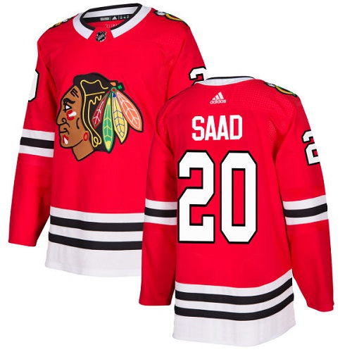 Adidas Blackhawks #20 Brandon Saad Red Home Authentic Stitched Youth NHL Jersey - Click Image to Close