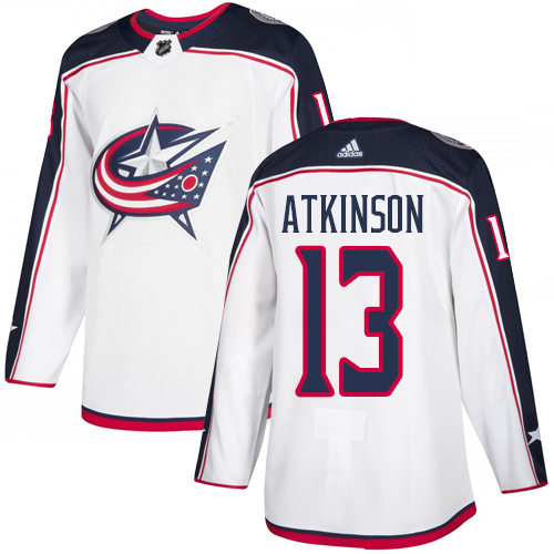 Adidas Blue Jackets #13 Cam Atkinson White Road Authentic Stitched Youth NHL Jersey - Click Image to Close