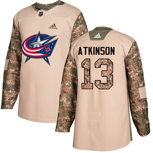 Adidas Blue Jackets #13 Cam Atkinson Camo Authentic 2017 Veterans Day Stitched Youth NHL Jersey