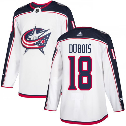 Adidas Blue Jackets #18 Pierre-Luc Dubois White Road Authentic Stitched Youth NHL Jersey - Click Image to Close