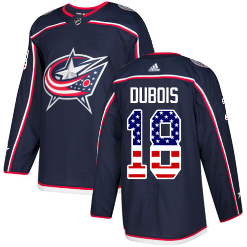 Adidas Blue Jackets #18 Pierre-Luc Dubois Navy Blue Home Authentic USA Flag Stitched Youth NHL Jersey - Click Image to Close