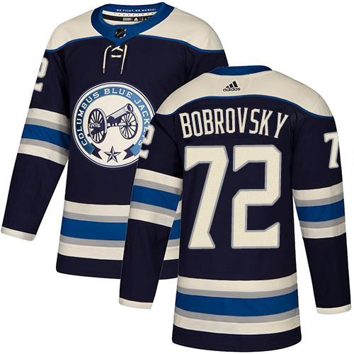 Adidas Blue Jackets #72 Sergei Bobrovsky Navy Alternate Authentic Stitched Youth NHL Jersey - Click Image to Close