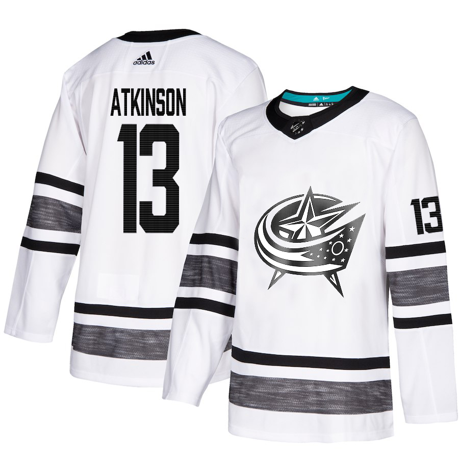 Adidas Blue Jackets #13 Cam Atkinson White Authentic 2019 All-Star Stitched Youth NHL Jersey - Click Image to Close