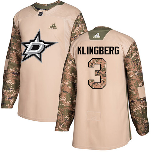 Adidas Stars #3 John Klingberg Camo Authentic 2017 Veterans Day Youth Stitched NHL Jersey