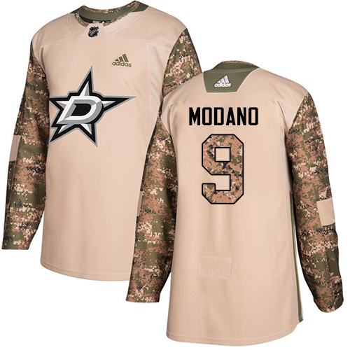 Adidas Stars #9 Mike Modano Camo Authentic 2017 Veterans Day Youth Stitched NHL Jersey