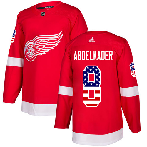 Adidas Red Wings #8 Justin Abdelkader Red Home Authentic USA Flag Stitched Youth NHL Jersey - Click Image to Close