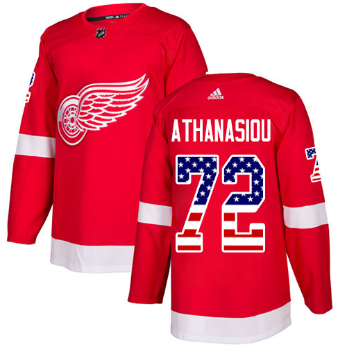 Adidas Red Wings #72 Andreas Athanasiou Red Home Authentic USA Flag Stitched Youth NHL Jersey - Click Image to Close