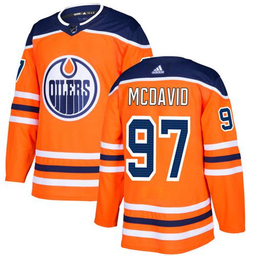 Adidas Oilers #97 Connor McDavid Orange Home Authentic Stitched Youth NHL Jersey - Click Image to Close