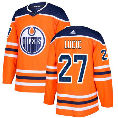 Adidas Oilers #27 Milan Lucic Orange Home Authentic Stitched Youth NHL Jersey - Click Image to Close