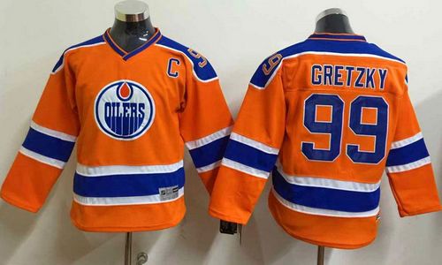 Oilers #99 Wayne Gretzky Orange CCM Throwback Stitched Youth NHL Jersey