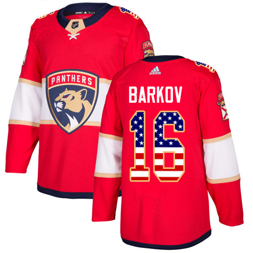 Adidas Panthers #16 Aleksander Barkov Red Home Authentic USA Flag Stitched Youth NHL Jersey - Click Image to Close