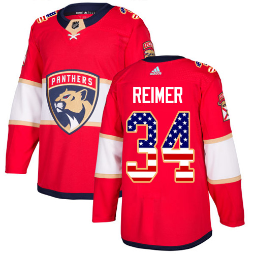 Adidas Panthers #34 James Reimer Red Home Authentic USA Flag Stitched Youth NHL Jersey - Click Image to Close