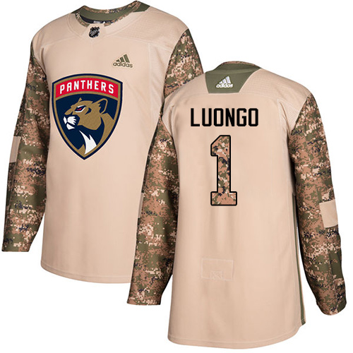 Adidas Panthers #1 Roberto Luongo Camo Authentic 2017 Veterans Day Stitched Youth NHL Jersey