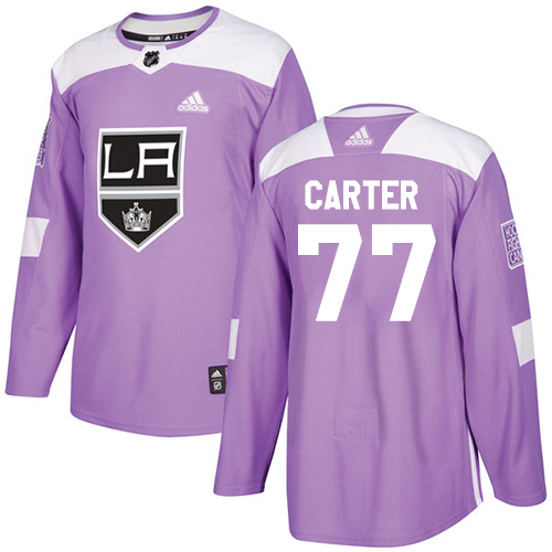 Adidas Kings #77 Jeff Carter Purple Authentic Fights Cancer Stitched Youth NHL Jersey - Click Image to Close