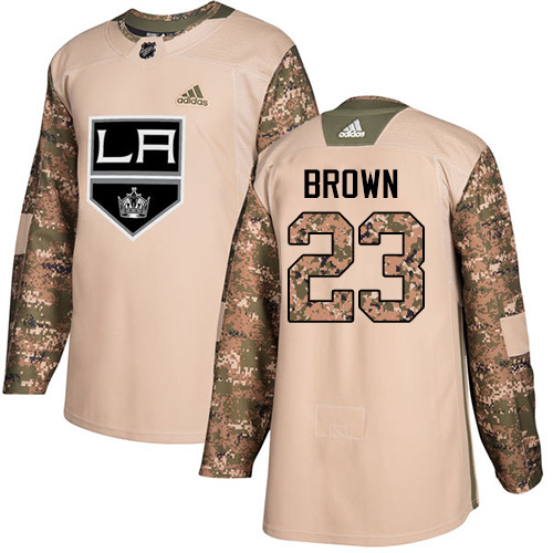 Adidas Kings #23 Dustin Brown Camo Authentic 2017 Veterans Day Stitched Youth NHL Jersey