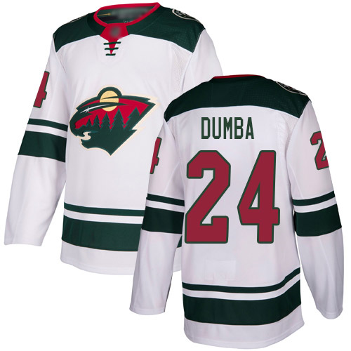 Wild #24 Matt Dumba White Road Authentic Stitched Youth Hockey Jersey - Click Image to Close