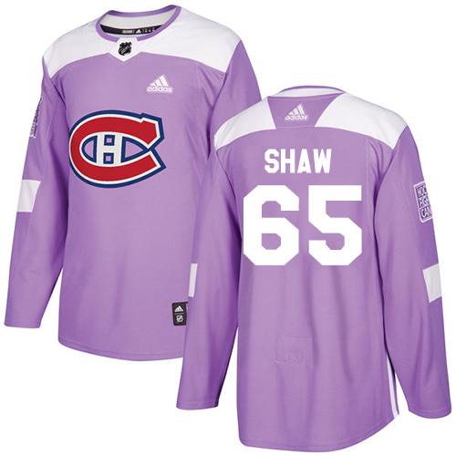 Adidas Canadiens #65 Andrew Shaw Purple Authentic Fights Cancer Stitched Youth NHL Jersey - Click Image to Close