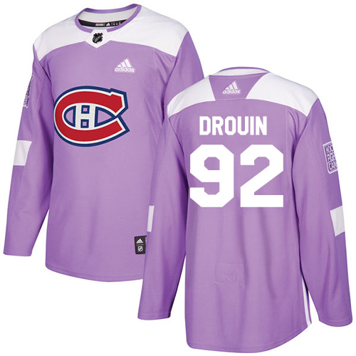 Adidas Canadiens #92 Jonathan Drouin Purple Authentic Fights Cancer Stitched Youth NHL Jersey - Click Image to Close