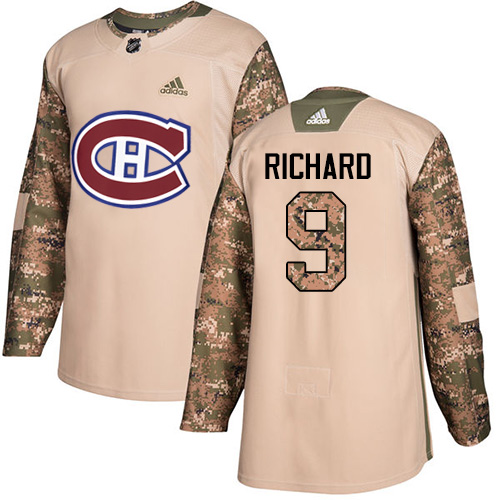 Adidas Canadiens #9 Maurice Richard Camo Authentic 2017 Veterans Day Stitched Youth NHL Jersey