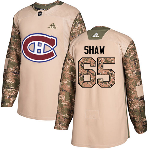 Adidas Canadiens #65 Andrew Shaw Camo Authentic 2017 Veterans Day Stitched Youth NHL Jersey