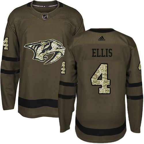 Adidas Predators #4 Ryan Ellis Green Salute to Service Stitched Youth NHL Jersey - Click Image to Close