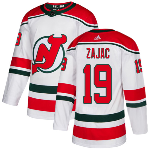 Adidas Devils #19 Travis Zajac White Alternate Authentic Stitched Youth NHL Jersey - Click Image to Close