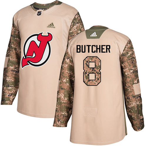 Adidas Devils #8 Will Butcher Camo Authentic 2017 Veterans Day Stitched Youth NHL Jersey