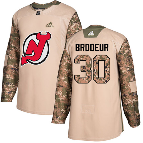 Adidas Devils #30 Martin Brodeur Camo Authentic 2017 Veterans Day Stitched Youth NHL Jersey