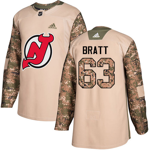 Adidas Devils #63 Jesper Bratt Camo Authentic 2017 Veterans Day Stitched Youth NHL Jersey