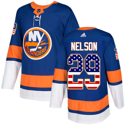 Adidas Islanders #29 Brock Nelson Royal Blue Home Authentic USA Flag Stitched Youth NHL Jersey - Click Image to Close