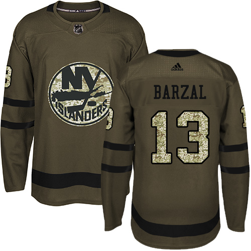 Adidas Islanders #13 Mathew Barzal Green Salute to Service Stitched Youth NHL Jersey