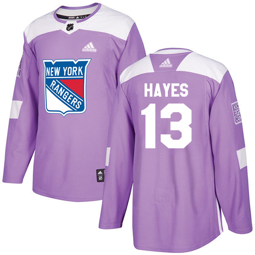 Adidas Rangers #13 Kevin Hayes Purple Authentic Fights Cancer Stitched Youth NHL Jersey