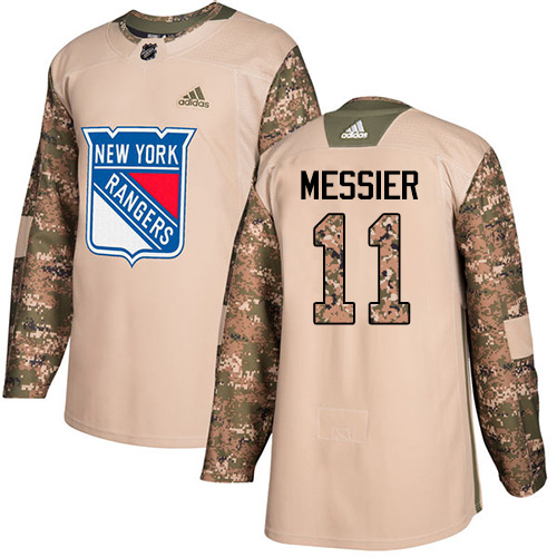 Adidas Rangers #11 Mark Messier Camo Authentic 2017 Veterans Day Stitched Youth NHL Jersey