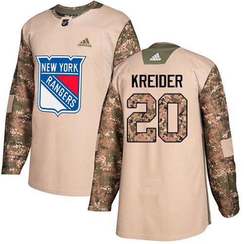 Adidas Rangers #20 Chris Kreider Camo Authentic 2017 Veterans Day Stitched Youth NHL Jersey