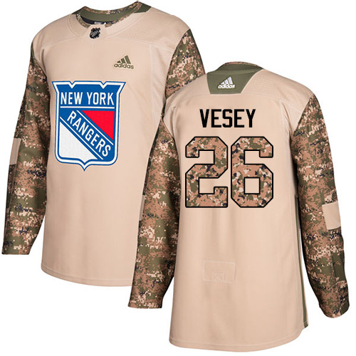 Adidas Rangers #26 Jimmy Vesey Camo Authentic 2017 Veterans Day Stitched Youth NHL Jersey